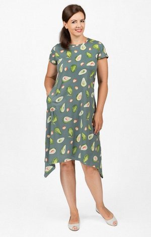 Платье с карманами, авокадо (649-2)