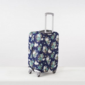 Чехол для чемодана 024 24", 41*25*59, зеленые цветы на синем