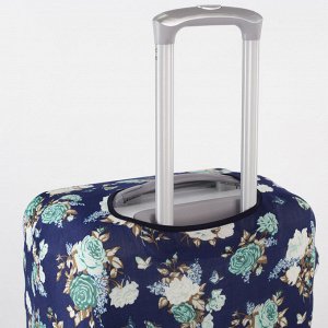 Чехол для чемодана 024 24", 41*25*59, зеленые цветы на синем