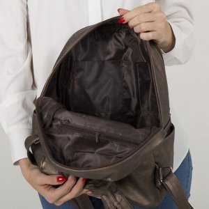 Рюкзак молодёжный, 2 отдела на молнии, 2 наружных кармана, 2 боковых кармана, цвет коричневый