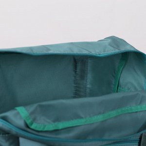 Сумка дорожная, складная в косметичку, отдел на молнии, наружный карман, держатель для чемодана, цвет зелёный