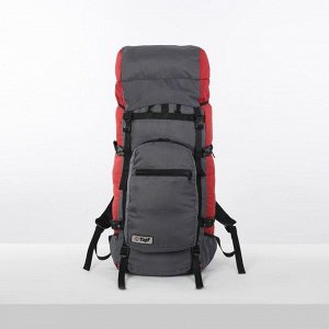 Рюкзак туристический, 60 л, отдел на шнурке, наружный карман, 2 боковые сетки, цвет серый/красный
