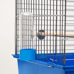 Клетка для птиц "Пижон" №101, цвет хром , укомплектованная, 41 х 30 х 65 см, синяя