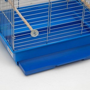 Клетка для птиц "Пижон" №101, цвет хром , укомплектованная, 41 х 30 х 65 см, синяя