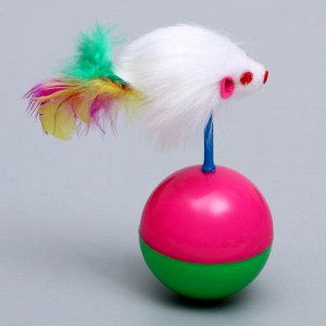 Игрушка-неваляшка "Мышь на шаре", микс цветов