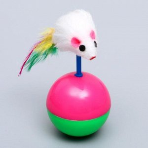 Игрушка-неваляшка "Мышь на шаре", шар 5,5 см, микс цветов