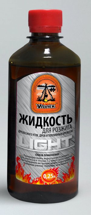 УГОЛЁК LIGHT Жидкость д/розжига 0,25л (30 шт в кор), смесь парафинов