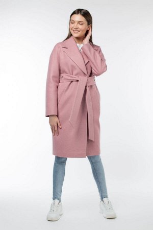 01-09755 Пальто женское демисезонное (пояс) валяная шерсть розовый