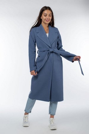 01-09768 Пальто женское демисезонное (пояс) Кашемир серо-голубой