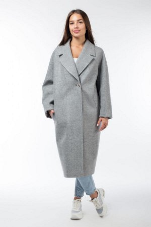 01-09842 Пальто женское демисезонное валяная шерсть серый