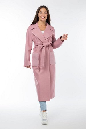 01-09774 Пальто женское демисезонное "Classic Reserve" (пояс) валяная шерсть розовый