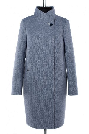 01-09660 Пальто женское демисезонное Микроворса/Рубчик синий