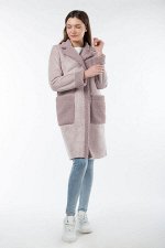 02-2873 Пальто женское утепленное Эко-дубленка розовый