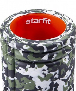 Ролик массажный STARFIT FA-508, 33x14 cм, зеленый камуфляж/оранжевый