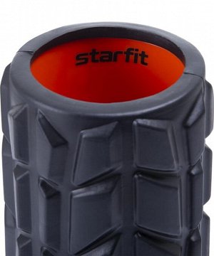 Ролик массажный STARFIT FA-509, 33x13,5 cм, высокая жесткость, черный/оранжевый