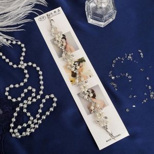 Аксессуар для волос "Никки" цветочки на веточках, 17 см, серебро