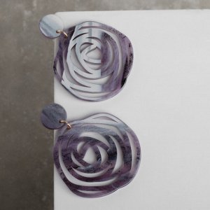 Серьги пластик "Стиль" роза, цвет фиолетовый