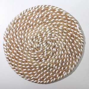Салфетка плетёная  «Солнце», d=30 см, цвет белый