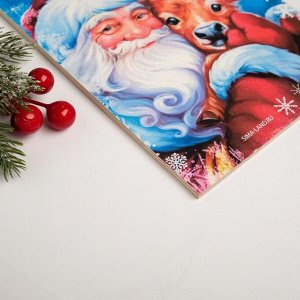 Доска разделочная «С Новым годом! Дед Мороз и бычок» 15х25 см