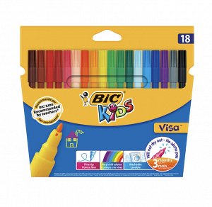 Фломастеры цветные BIC Visa Коробка x18