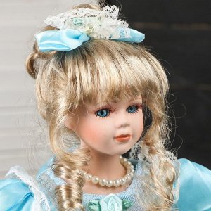 Кукла коллекционная керамика "Балерина-Мальвина в голубом платье" 35 см