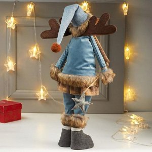 Кукла интерьерная "Лосик-девочка в голубом свитере с сердцем" 72х20х22 см