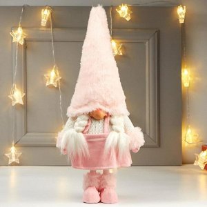 Кукла интерьерная "Бабусечка в розовой юбке и розовом колпаке" 48х12х20 см