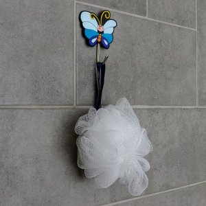 Крючок-наклейка «Бабочка», цвет синий