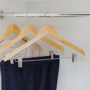 Вешалка-плечики для одежды с зажимами Доляна, размер 46-48, цвет светлое дерево