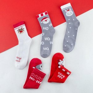 Набор новогодних женских носков KAFTAN "Merry Xmas" р. 36-40 (23-25 см), 5 пар