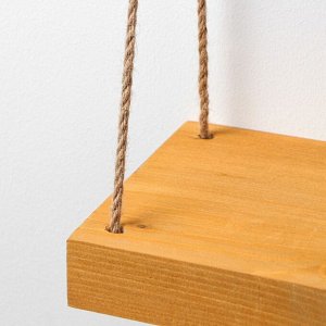 Полка деревянная "Элегант", цвет охра, веревка, 64 х 19 х 4,5 см