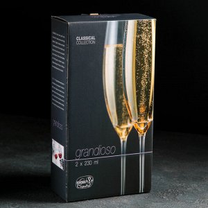 Набор бокалов для шампанского Bohemia Crystal «Грандиосо», 230 мл, 2 шт