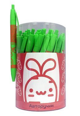 Ручка автоматическая шариковая прорезиненная "Морковки на зеленом" 0.7мм синяя 84119 Centrum {Китай}