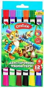 Фломастеры 12цв 6шт двусторонние ФЛД06КР Creativiki {Китай}