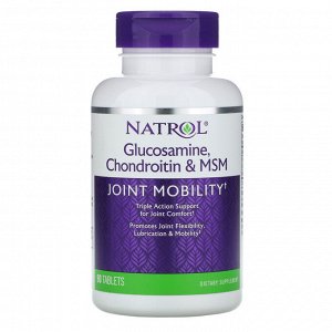 Natrol, Глюкозамин, хондроитин и метилсульфонилметан, 90 таблеток