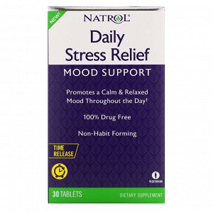 Natrol, ежедневное средство для снятия напряжения, с медленным высвобождением, 30 таблеток
