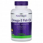 Natrol, Рыбий жир омега-3, натуральный лимонный вкус, 1000 мг, 150 мягких таблеток
