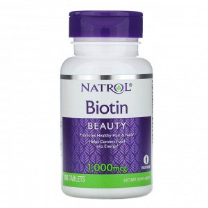 Natrol, Биотин, 1000 мкг, 100 таблеток