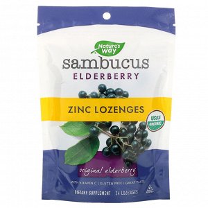 Nature&#x27 - s Way, Sambucus Elderberry, Zinc Lozenges, 24 Lozenges