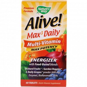 Nature's Way, Alive! Max3 Daily, мультивитамины, 60 таблеток