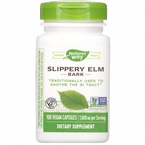 Nature&#x27 - s Way, Slippery Elm Bark, 1,600 mg, 100 Vegan Capsules