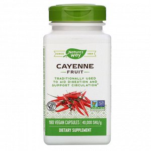 Nature&#x27 - s Way, Cayenne Fruit, 40,000 SHU/g, 180 Vegan Capsules