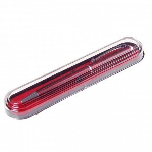 Ручка подарочная, шариковая "Классика" в пластиковом футляре, поворотная, бордовая с серебристыми вставками