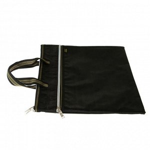 Портфель 1 отделение А4, текстильный, на молнии, с ручками, с карманом, чёрный