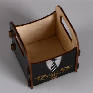 Кашпо деревянное 10.5?10?11 см подарочное Рокси Смит "Настоящему мужчине! Смокинг", коробка