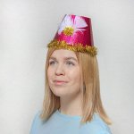 Шляпа бумажная «Цилиндр», два пера, голография, набор 3 шт., цвета МИКС