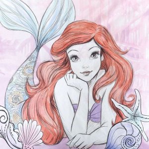 Детское постельное бельё 1,5 сп "The little Mermaid", Принцессы, 143*215 см, 150*214 см, 50*70 см -1 шт, поплин