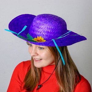 Карнавальная шляпа «Кокетка», с цветком, цвет синий