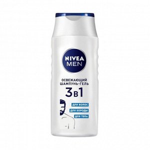 Шампунь-гель для мужчин освежающий 3в1, nivea, 250мл