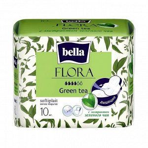 Прокладки гигиенические впитывающие flora зеленый чай, bella, 10шт